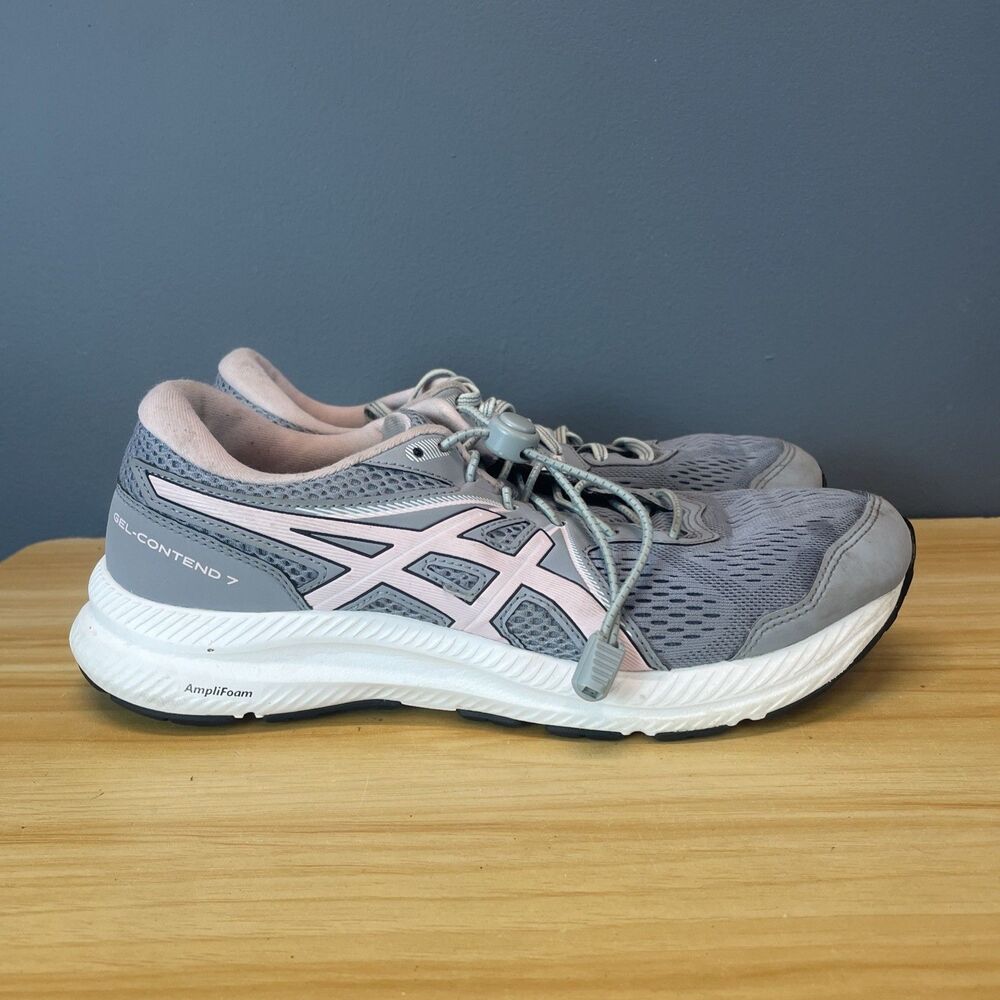 Asics Womens Gel Contend 7 1012A910 Gray Running Shoes Sneakers Size 10 W